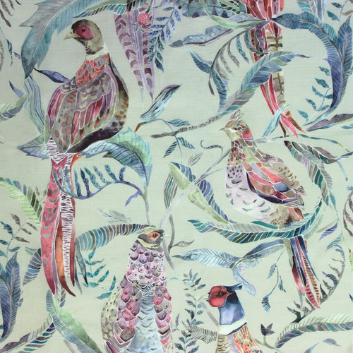 Animal Blue Fabric - Torrington Printed Cotton Fabric (By The Metre) Loganberry Parchment Voyage Maison