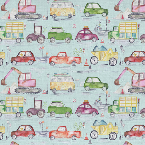 Abstract Blue Fabric - Traffic Jam Printed Cotton Fabric (By The Metre) Dusk Voyage Maison