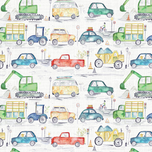 Voyage Maison Traffic Jam Printed Cotton Fabric Remnant in Primary