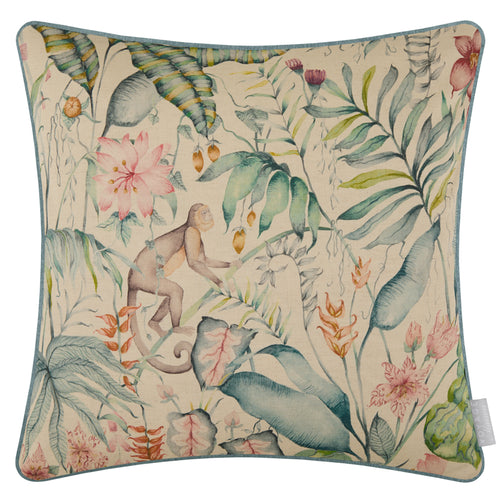 Jungle Blue Cushions - Tropical Utopia Printed Feather Filled Cushions Oasis Voyage Maison