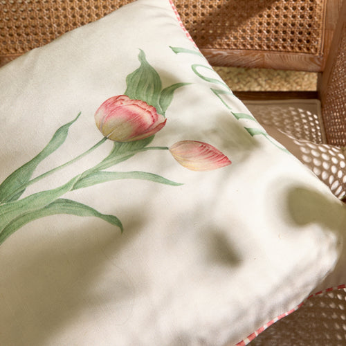 Floral Pink Cushions - Tulip Printed Outdoor Polyester Filled Cushion Pink Voyage Maison