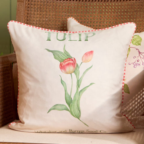 Floral Pink Cushions - Tulip Printed Outdoor Polyester Filled Cushion Pink Voyage Maison