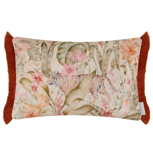 Jungle Orange Cushions - Tropical Utopia Printed Velvet Feather Filled Cushions Lotus Voyage Maison