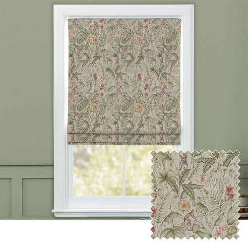 Jungle Green M2M - Tropical Utopia Printed Cotton Made to Measure Roman Blinds Green Voyage Maison