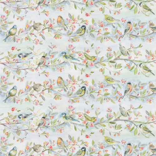 Animal Blue Fabric - Tweet Printed Linen Fabric (By The Metre) Cream Voyage Maison