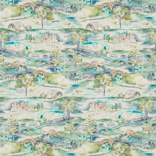 Floral Green Fabric - Ullswater Printed Cotton Fabric (By The Metre) Jade Voyage Maison