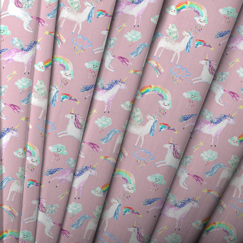 Animal Pink Fabric - Unicorn Dance Printed Cotton Fabric (By The Metre) Blossom Voyage Maison