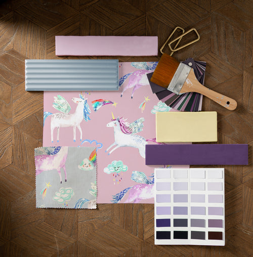  Pink Wallpaper - Unicorn Dance  1.4m Wide Width Wallpaper (By The Metre) Blossom Voyage Maison