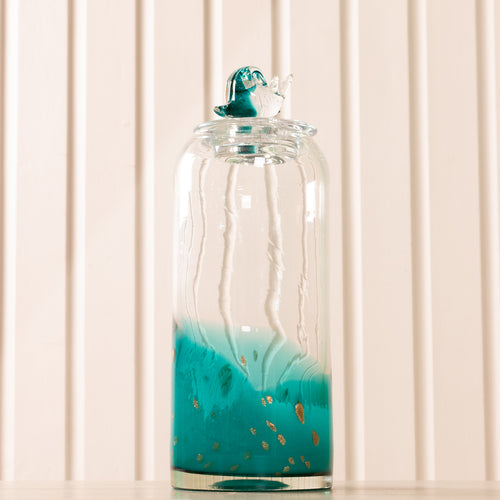 Glass Snail Lid Jar Aqua (A-Grade)