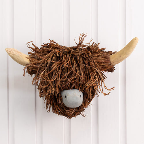 Hewie Highland Cow Wooden Sculpture Brown (C-Grade)