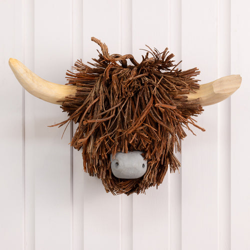 Hewie Highland Cow Wooden Sculpture Brown (C-Grade)