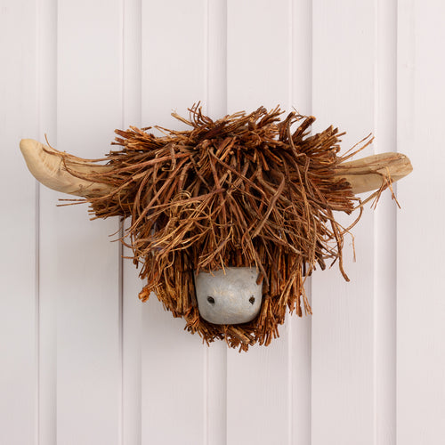 Hewie Highland Cow Wooden Sculpture Brown (C-Grade)