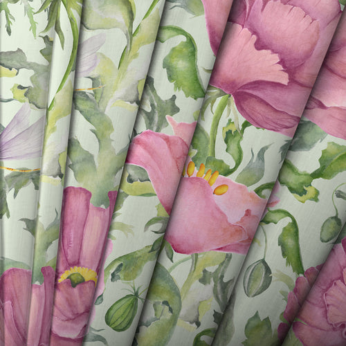 Floral Pink Fabric - Valeria Printed Cotton Fabric (By The Metre) Sage Voyage Maison