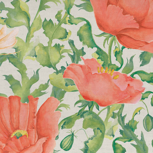 Floral Red Fabric - Valeria Printed Cotton Fabric (By The Metre) Scarlet Voyage Maison