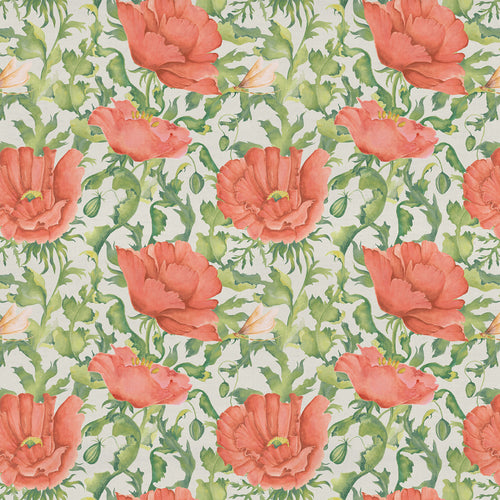 Floral Red Fabric - Valeria Printed Cotton Fabric (By The Metre) Scarlet Voyage Maison