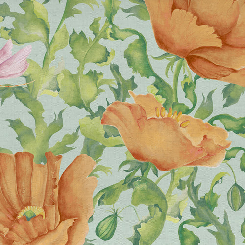 Floral Orange Fabric - Valeria Printed Cotton Fabric (By The Metre) Tangerine Voyage Maison