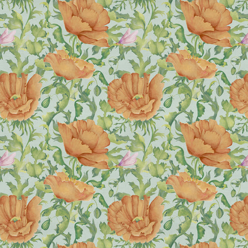 Floral Orange Fabric - Valeria Printed Cotton Fabric (By The Metre) Tangerine Voyage Maison