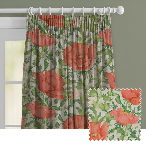 Floral Red M2M - Valeria Printed Cotton Made to Measure Curtains Scarlet Voyage Maison