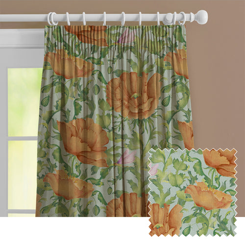 Floral Orange M2M - Valeria Printed Cotton Made to Measure Curtains Tangerine Voyage Maison