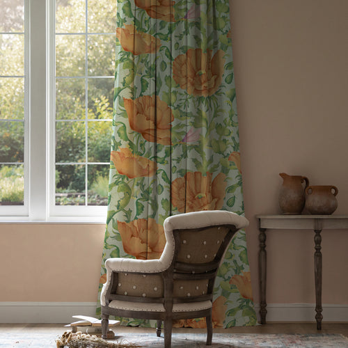 Floral Orange M2M - Valeria Printed Cotton Made to Measure Curtains Tangerine Voyage Maison