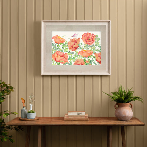 Floral Red Wall Art - Valeria  Framed Print Birch/Scarlet Voyage Maison