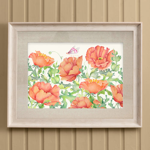 Floral Red Wall Art - Valeria  Framed Print Birch/Scarlet Voyage Maison