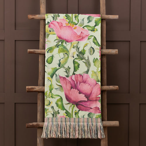 Floral Pink Throws - Valeria Printed Fringe Throw Sage Voyage Maison