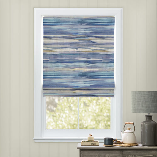 Valerius Printed Linen Made to Measure Roman Blinds Sapphire