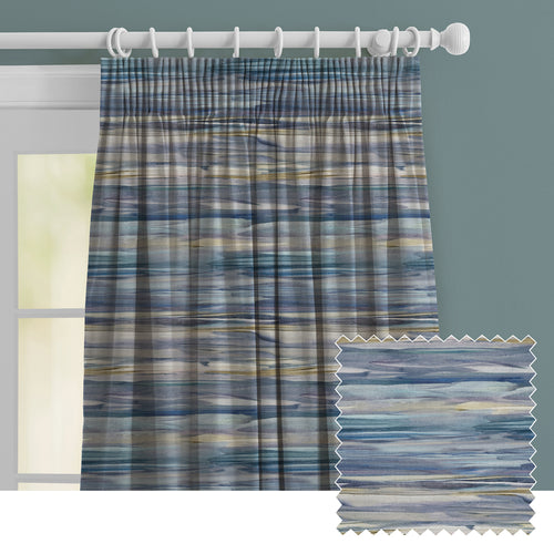 Abstract Blue M2M - Valerius Printed Made to Measure Curtains Sapphire Voyage Maison