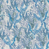  Samples - Valetta Printed Cotton Fabric Sample Swatch Cobalt Voyage Maison