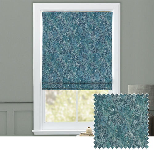 Floral Blue M2M - Valetta Printed Cotton Made to Measure Roman Blinds Teal Voyage Maison
