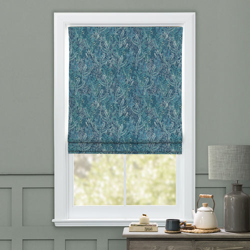 Floral Blue M2M - Valetta Printed Cotton Made to Measure Roman Blinds Teal Voyage Maison