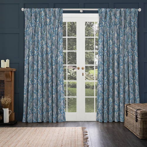 Floral Blue M2M - Valetta Printed Cotton Made to Measure Curtains Cobalt Voyage Maison