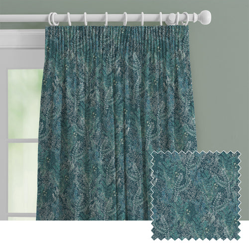 Floral Blue M2M - Valetta Printed Cotton Made to Measure Curtains Teal Voyage Maison