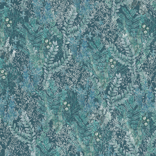 Floral Blue M2M - Valetta Printed Cotton Made to Measure Curtains Teal Voyage Maison