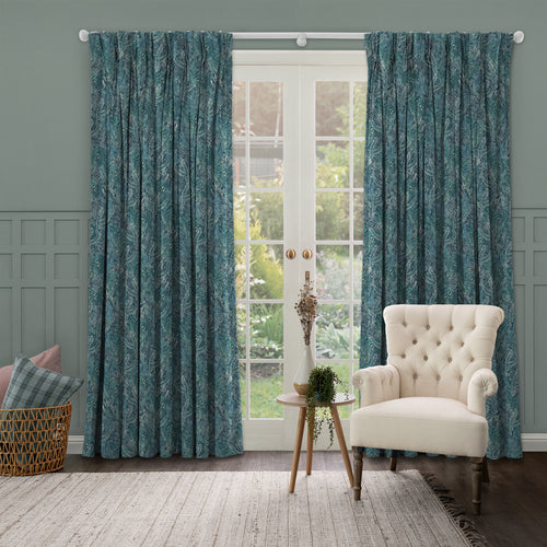 Floral Blue M2M - Valetta Printed Cotton Made to Measure Curtains Teal Voyage Maison