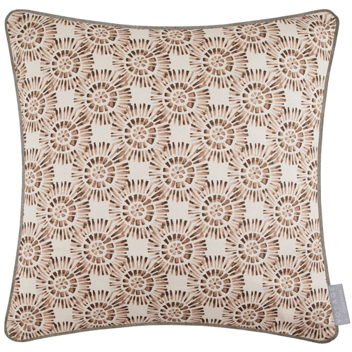 Geometric Brown Cushions - Vali Printed Piped Feather Filled Cushion Stone Voyage Maison