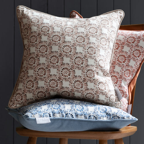 Geometric Brown Cushions - Vali Printed Piped Feather Filled Cushion Stone Voyage Maison