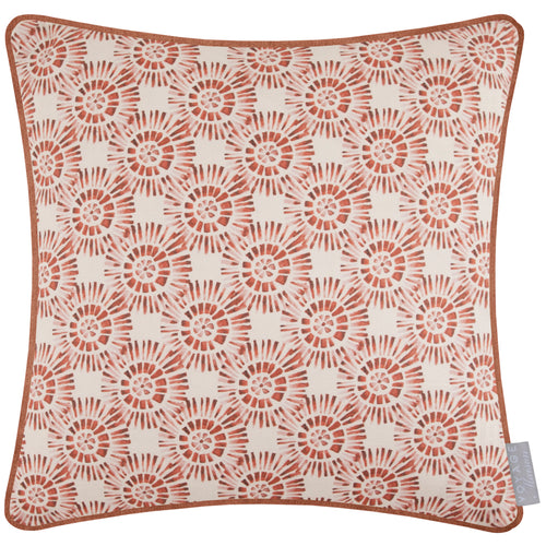 Geometric Orange Cushions - Vali Printed Piped Feather Filled Cushion Terracotta Voyage Maison