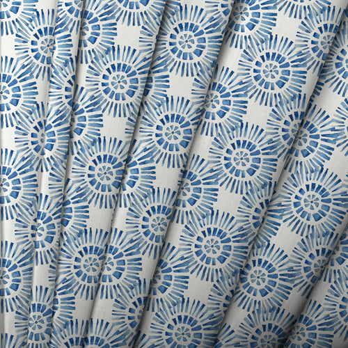 Abstract Blue Fabric - Vali Printed Cotton Fabric (By The Metre) Denim Voyage Maison