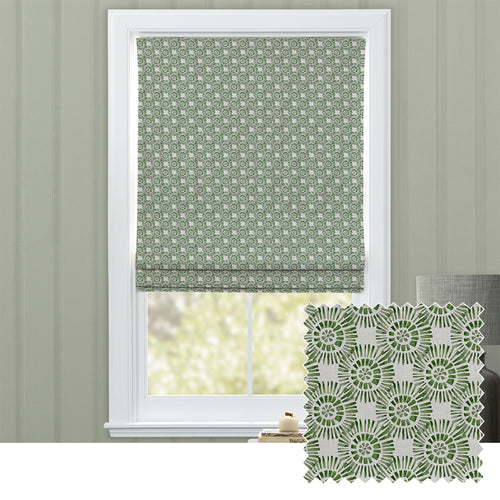 Abstract Green M2M - Vali Printed Cotton Made to Measure Roman Blinds Sage Voyage Maison