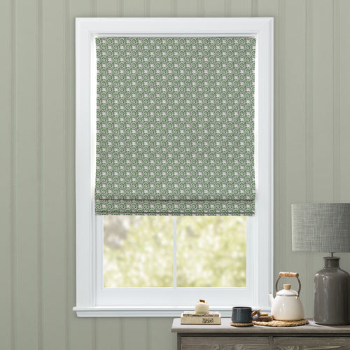 Abstract Green M2M - Vali Printed Cotton Made to Measure Roman Blinds Sage Voyage Maison