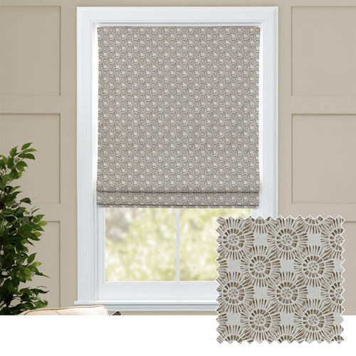 Abstract Beige M2M - Vali Printed Cotton Made to Measure Roman Blinds Stone Voyage Maison