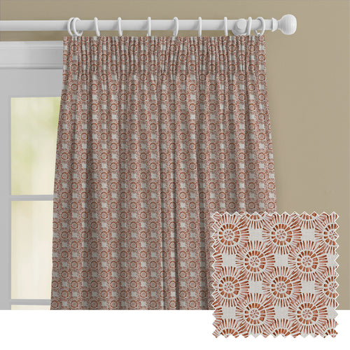 Abstract Orange M2M - Vali Printed Cotton Made to Measure Curtains Terracotta Voyage Maison