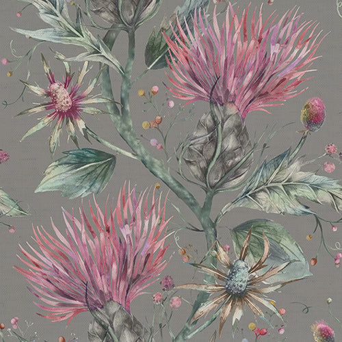 Fauna Grey Fabric - Varys Printed Cotton Fabric (By The Metre) Slate Voyage Maison