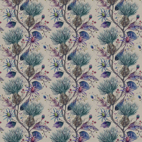 Floral Purple Fabric - Varys Printed Cotton Fabric (By The Metre) Storm Voyage Maison