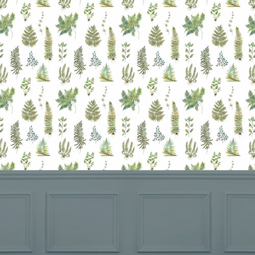 Floral Green Wallpaper - Verbena  1.4m Wide Width Wallpaper (By The Metre) Linen Voyage Maison