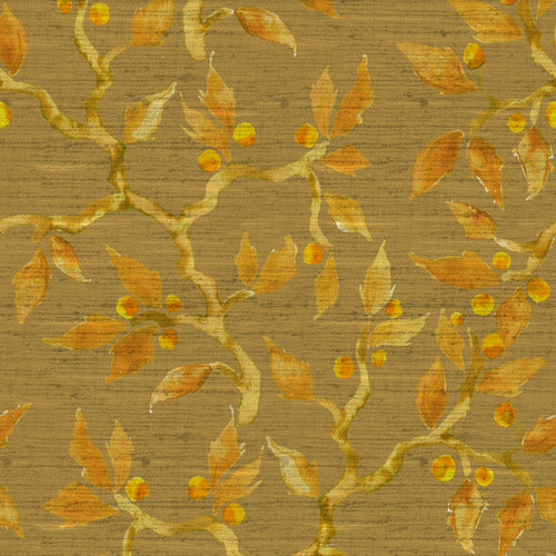Floral Gold Fabric - Vesper Printed Fabric (By The Metre) Gold Voyage Maison