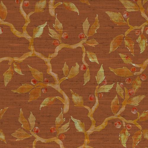 Floral Orange Fabric - Vesper Printed Fabric (By The Metre) Rust Voyage Maison