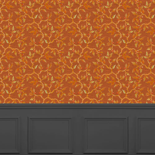Floral Orange Wallpaper - Vesper  1.4m Wide Width Wallpaper (By The Metre) Rust Voyage Maison